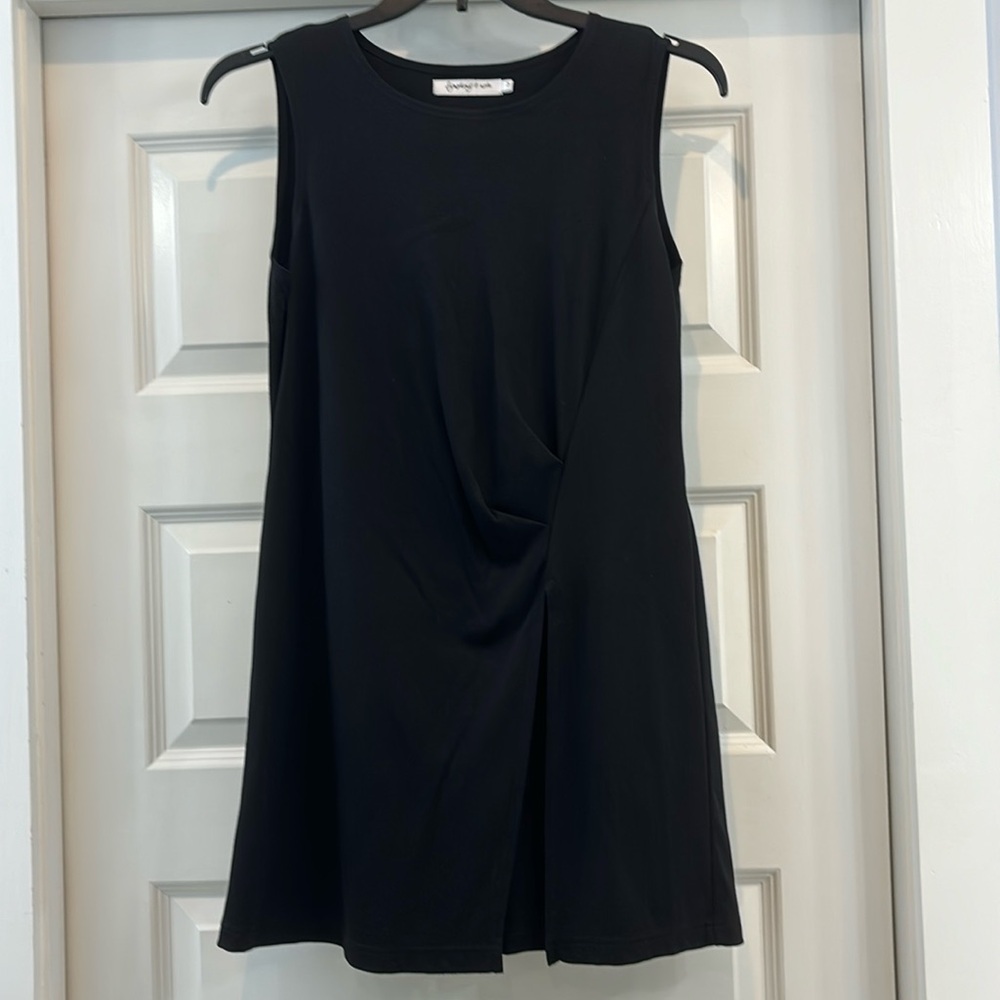 Black split sleeveless top